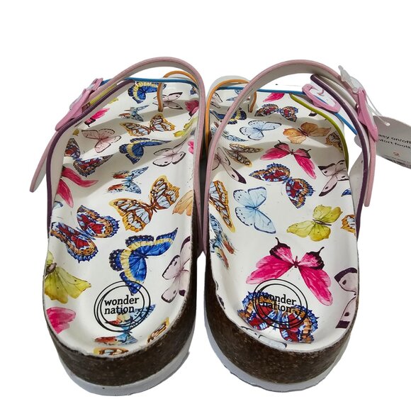 Cute 2 Buckle Toe Cork Sandals Sz 2 Little & Sz 4 Big Girls Crisscross Toe Loop - Picture 2 of 7